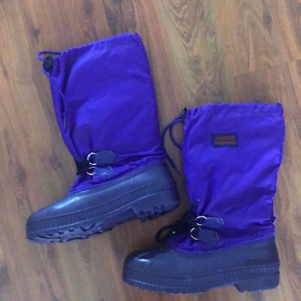 Sorel Purple winter boots rubber wool nylon size 5
